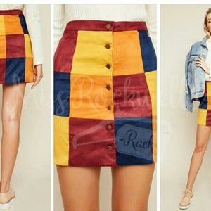 Boutique Multicolor Patchwork Mini Skirt